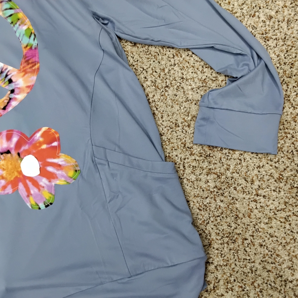 3879 SixVibrant Floral Peace Long Sleeve Top - Picture 2 of 6